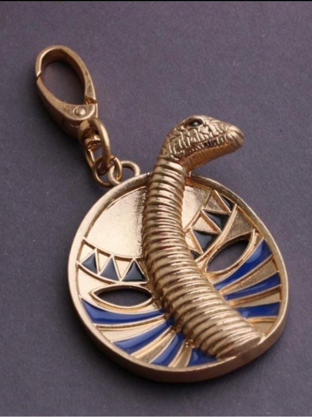 Uterque Gold-Tone Cobra Charm Key & Card Holder with Blue Accents